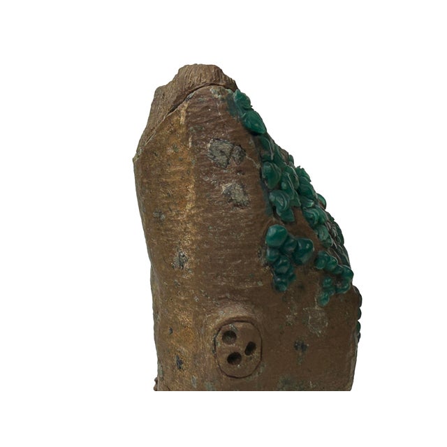 Vintage Naturalistic Scholars Rock Sculpture Dark Green Stone Cicada Accent For Sale - Image 14 of 15