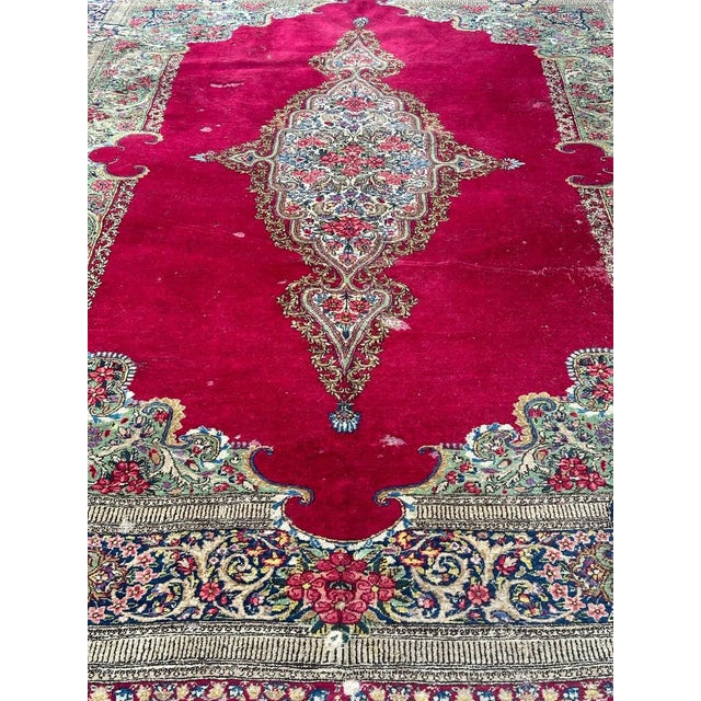 Large Mid-Century Distressed Kirman Rug, 1950s For Sale - Image 6 of 18