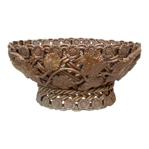 Large French Majolica Reticulated Vine Leaves Pottery Jardiniere