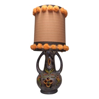 Large Vintage German Table Lamp with Internally Illuminated Ceramic Base, 1970s For Sale