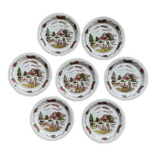 1940s Norwegian Figgjo Flint 5 7/8” Plates - Set of Seven (7) For Sale