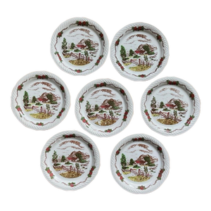 1940s Norwegian Figgjo Flint 5 7/8” Plates - Set of Seven (7)