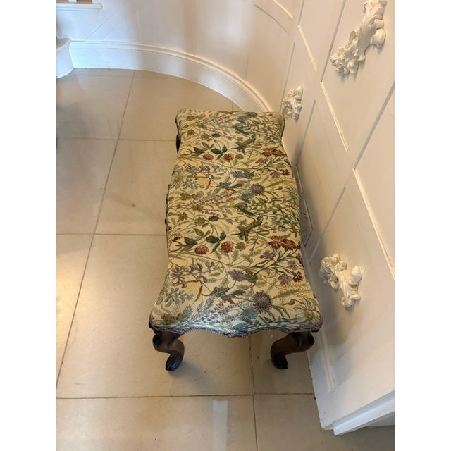 Antique Victorian Carved Walnut Window Seat Stool, 1860s For Sale - Image 3 of 8