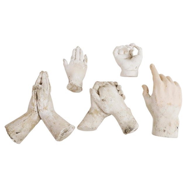 Early 20th Century Spanish Colonial Study Hands Saint Sculptures - Set of 5 For Sale - Image 6 of 6