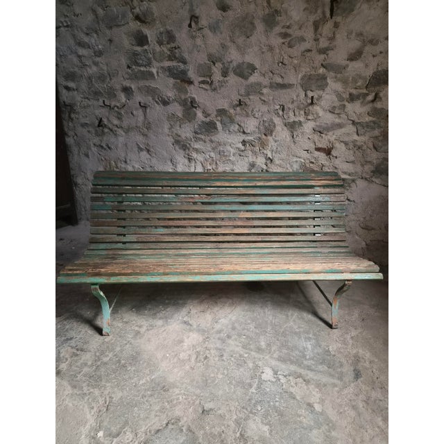 French Garden Bench in Wood and Iron, 1950s For Sale - Image 18 of 18