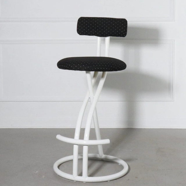 1980's Postmodern Tubular Steel Bar Stools - Set of 4 For Sale - Image 4 of 12