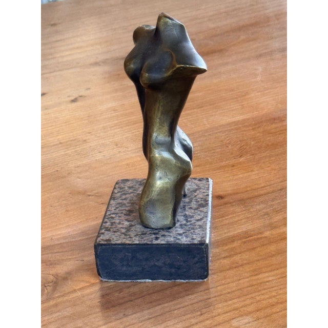 Late 20th Century Bronze Nude Female Torso on Stone Base For Sale - Image 4 of 6