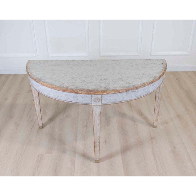Pair of Swedish 19th Century Gustavian Style Demi-Lune Tables For Sale In Atlanta - Image 6 of 9