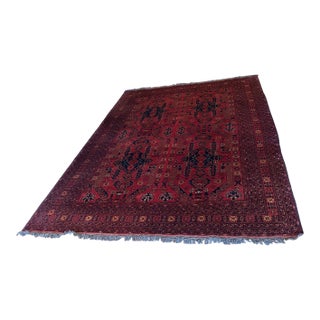 Large Hand Knotted Wool Afghan Rug For Sale