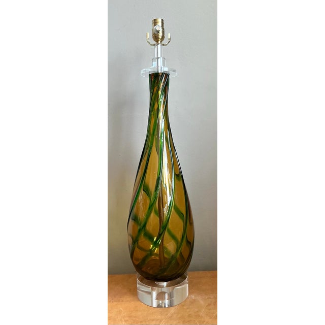 Vintage Murano Swirled Glass Table Lamp For Sale - Image 12 of 12