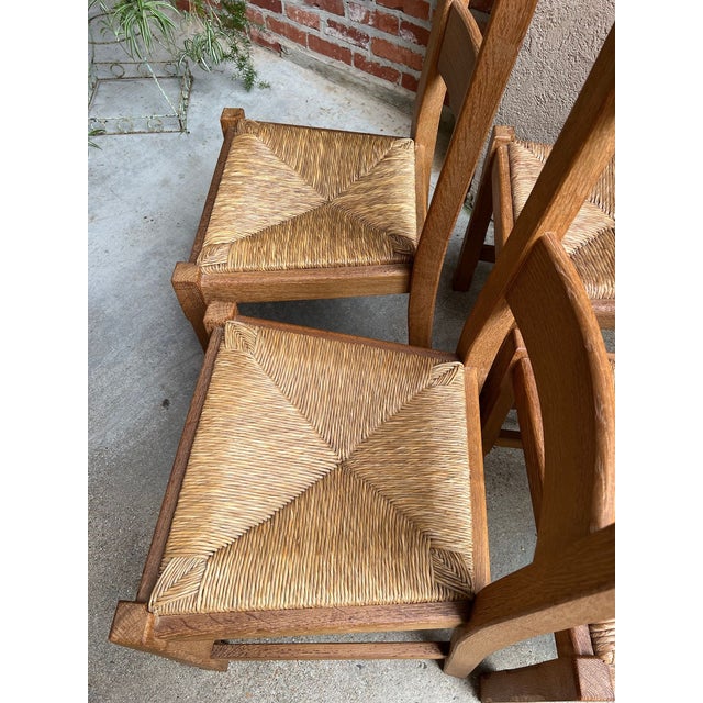 Set 6 Vintage French Ladder Back Dining Chairs Rush Seat Oak Country Farmhouse For Sale - Image 9 of 18