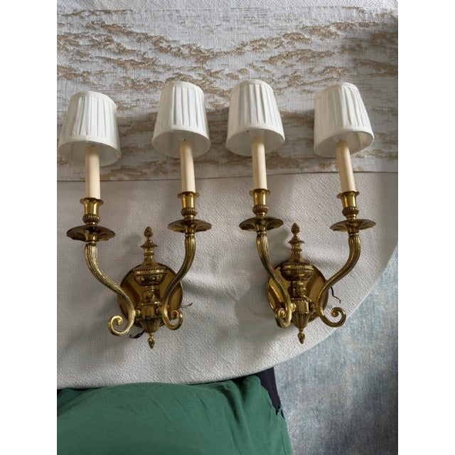 Vintage Greene's Nyc Lighting Mid-Century Solid Spanish Brass Ornate Wall Sconces - Pair For Sale - Image 12 of 14