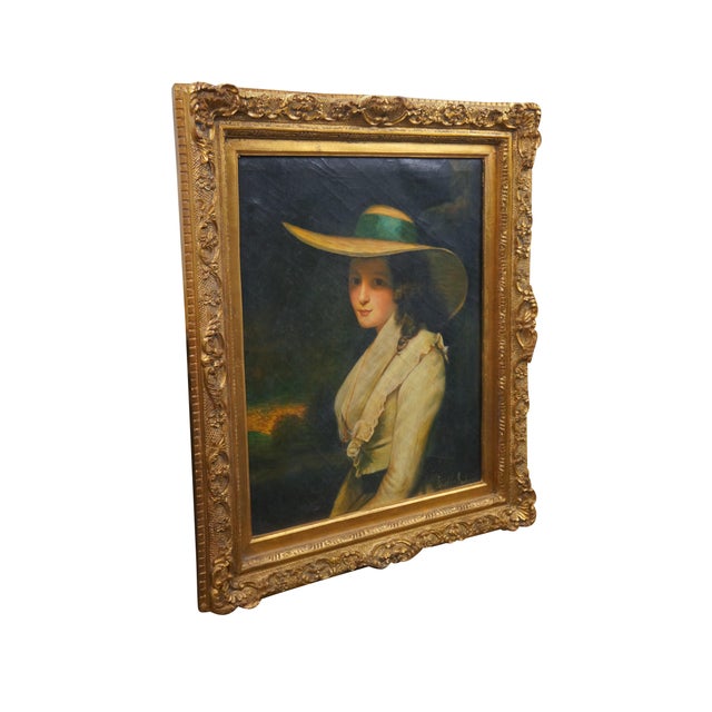 Vintage oil painting on linen after the famous 1785–1786 masterpiece Lavinia Bingham, Countess Spencer by the celebrated...