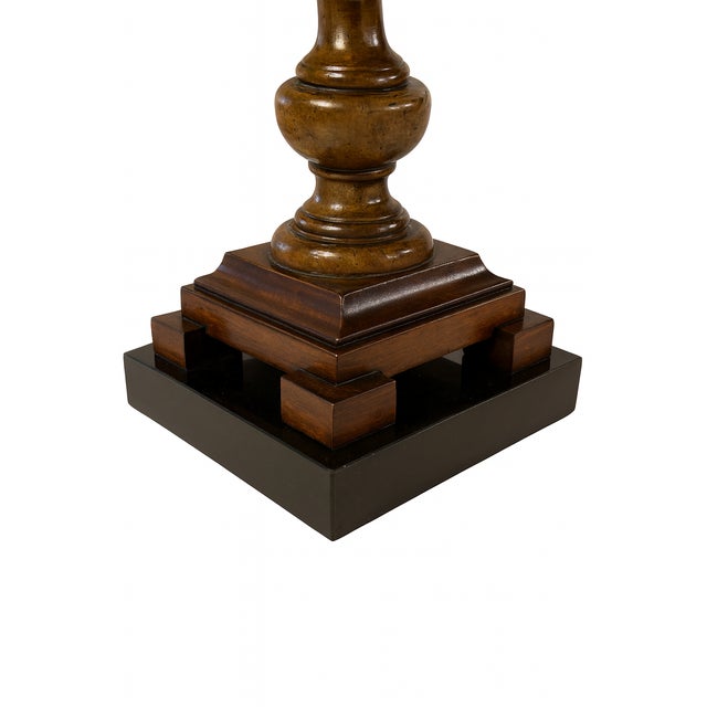 1990s Ralph Lauren Style Maitland-Smith Gilt Lamp With Real Embossed Leather Shade & Black Marble Base — 30 Inches Tall For Sale - Image 5 of 8