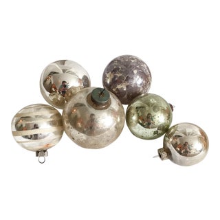 Vintage Mercury Glass Christmas Ornaments - Set of 6 For Sale