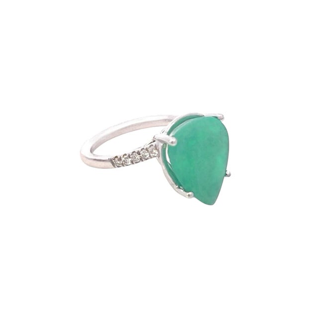 Natural Emerald Diamond Ring Size 7 14k White Gold 7.17 TCW Certified For Sale - Image 11 of 18