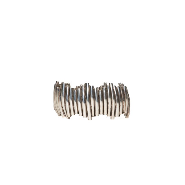 Mid-Century Modern Vintage Sterling Silver Modernist Sculptural Cuff Bracelet, 1960's For Sale - Image 3 of 14