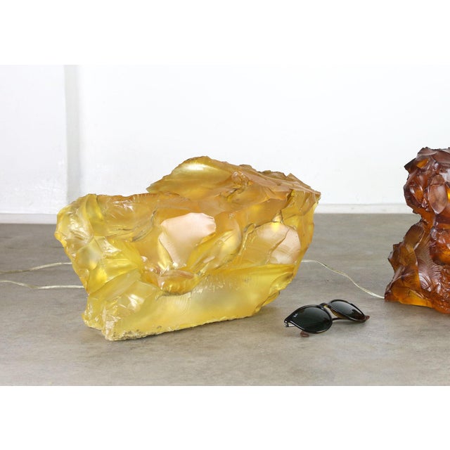 Vintage Italian Yellow Sculpture Lamp, 1970s For Sale - Image 4 of 16