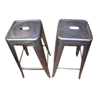 Mid Century Modern Aluminum Bar Stools - Pair For Sale