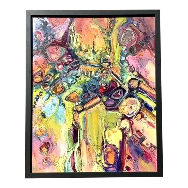 Vintage Original Abstract Oil Painting on Canvas For Sale