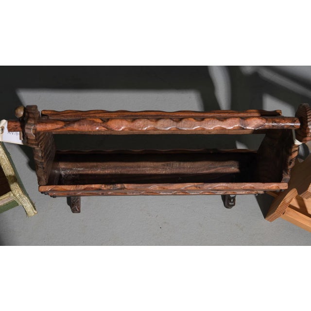 Mid 20th Century Set of 3 Danish Mid-Century Magazine Racks in Mixed Wood & Upholstery For Sale - Image 4 of 5