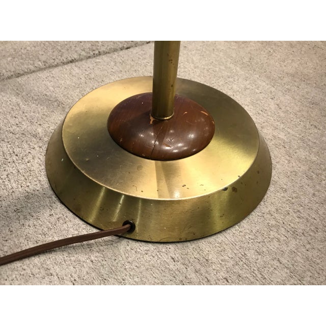 Danish Modern Walnut & Brass Torchiere Floor Lamp Manner of Gerald Thurston for Lightolier For Sale - Image 11 of 13