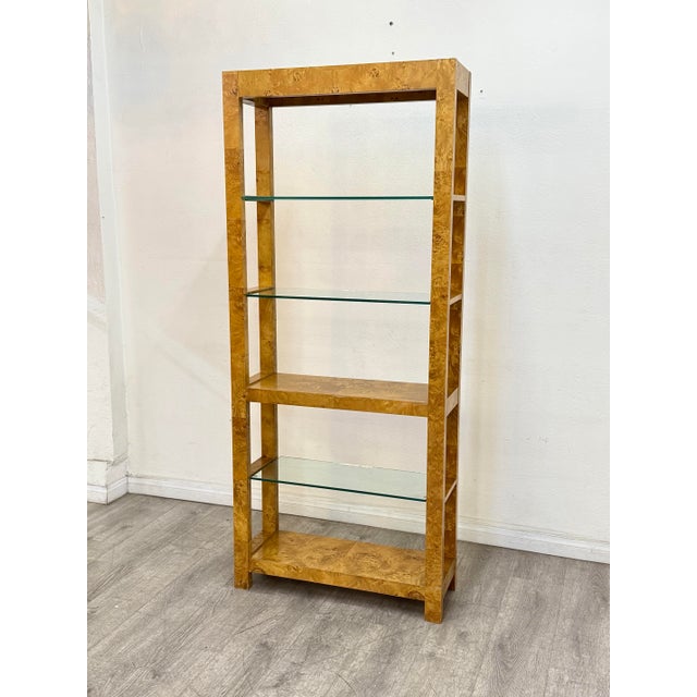Tan Vintage Burl Wood Book Shelf For Sale - Image 8 of 9
