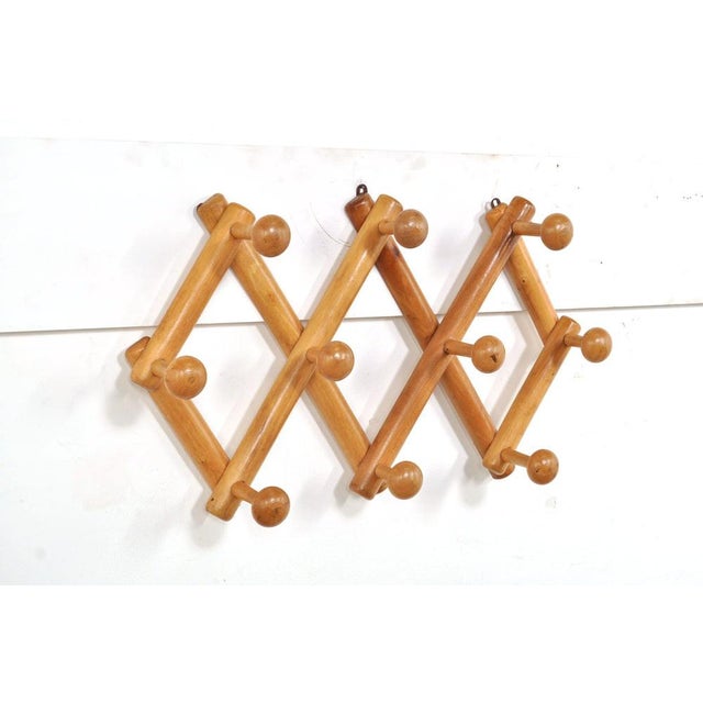 Vintage Harmonica Wall Coat Rack in Beech, 1960s For Sale - Image 4 of 10