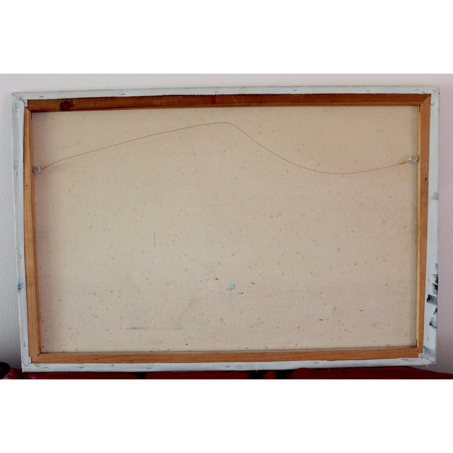 Sky Blue Vintage Mid-20th Century Signed Maritime Oil Painting of Tall Ship at Sea – Nautical Seascape on Canvas For Sale - Image 8 of 14