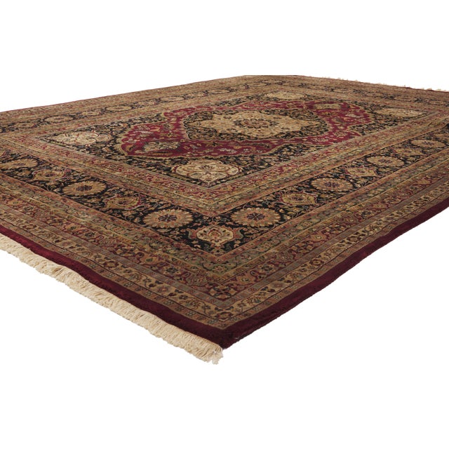 79878 Vintage Indian Tabriz Rug, 08'10 x 11'09. The Sovereign Jewel: A Vintage Indian Tabriz Masterpiece of Aristocratic...