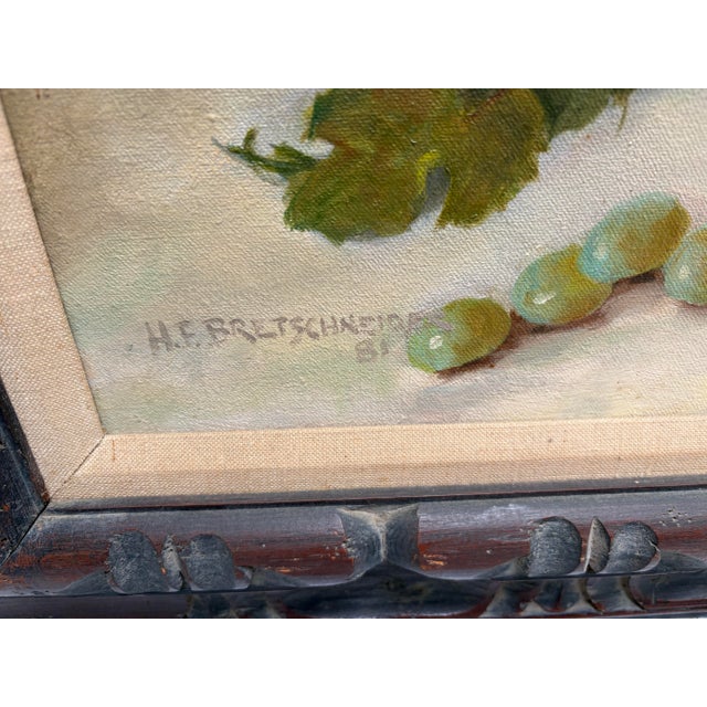 American Large Vintage Mid Century Original Painting of Grapes Tumbling From a Basket For Sale - Image 3 of 9