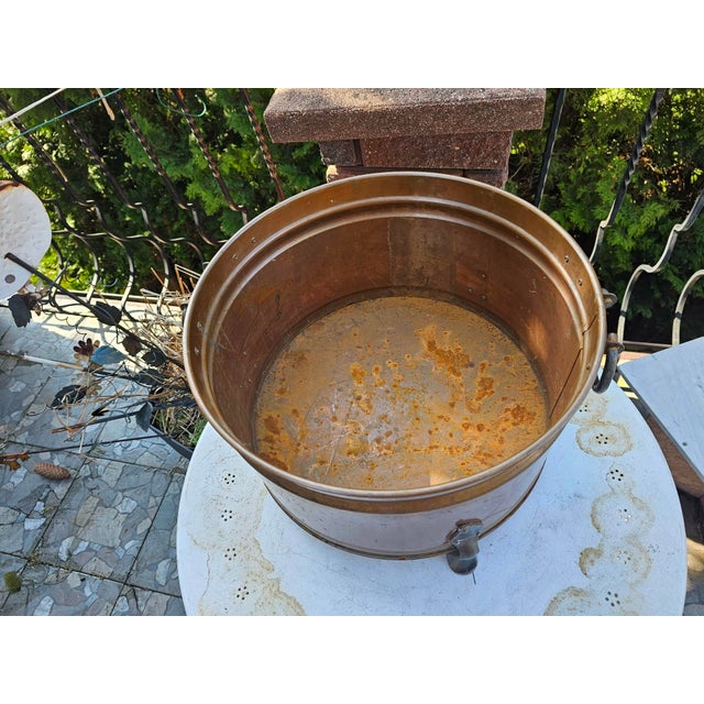 Metal Art Deco Copper Wood Container for Fireplace, 1940s For Sale - Image 7 of 8