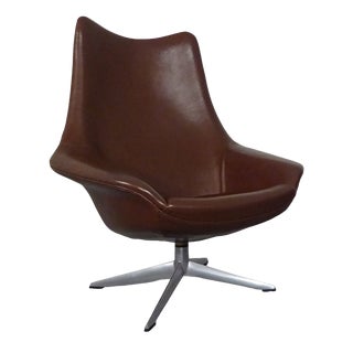 Danish Pirouette Swivel Chair in Leather by H. W. Klein for Bramin, 1960s For Sale