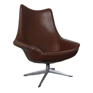 Danish Pirouette Swivel Chair in Leather by H. W. Klein for Bramin, 1960s