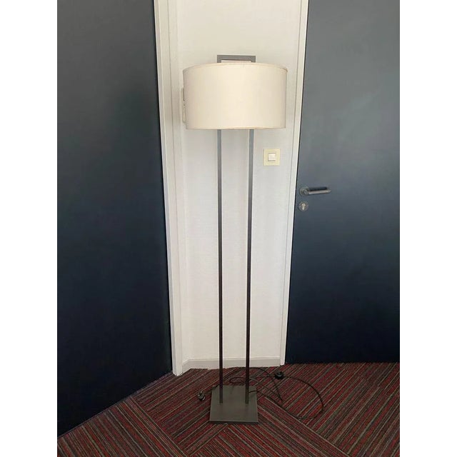 1990s Black Metal Floor Lamp with White Lampshade, 1990s For Sale - Image 5 of 5