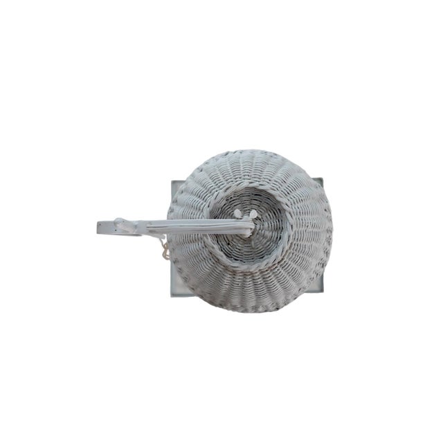 Antique White 1960s White Wicker Lamp With Wrought Iron and Glass Side Table For Sale - Image 8 of 8