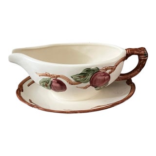 1940s Franciscan Apple Rose Gravy Bowl W/ Saucer For Sale