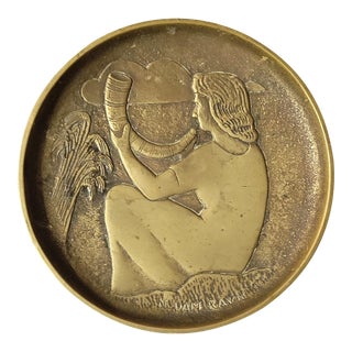1930s N. Dam Ravn Bronze Nordisk Malm, Norse Mythological Scene Plate For Sale