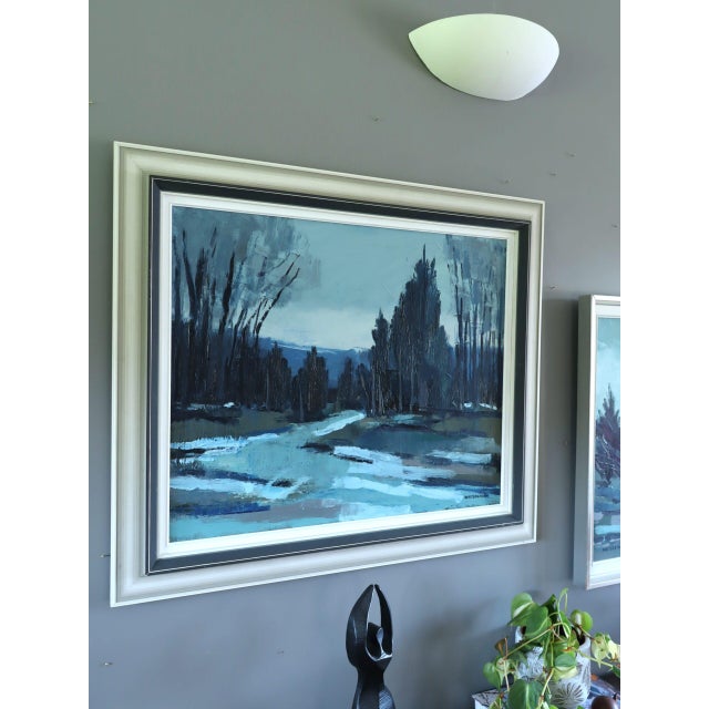 Mid-Century Modern 'Twilight Path' Vintage Swedish Expressive Landscape Oil Painting, Framed For Sale - Image 6 of 15