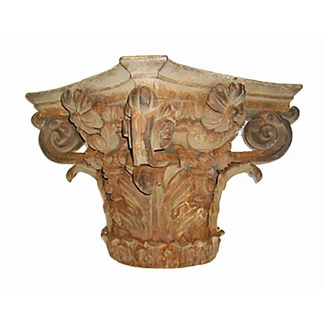 Rococo Antique Cast Iron Composite Column Capital For Sale - Image 3 of 3