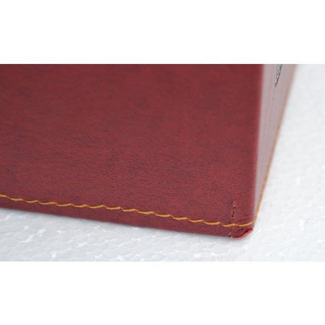 Late 20th Century Burgundy Embossed Leather Elephant Tissue Box Kleenex Cover For Sale - Image 15 of 18