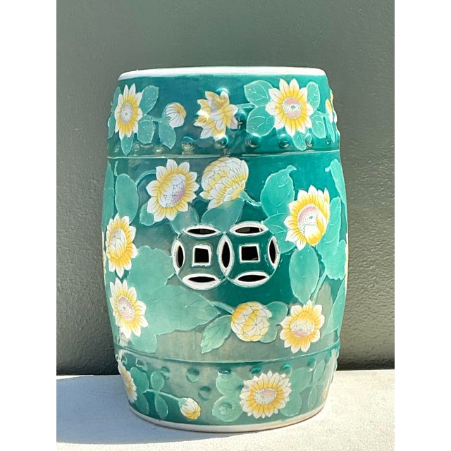 Add a touch of vibrant Chinoiserie elegance to your home with this striking vintage ceramic garden stool. This classic...