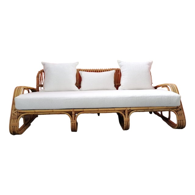 Mid-Century Italian Rattan and Bamboo Sofa, 1960s For Sale