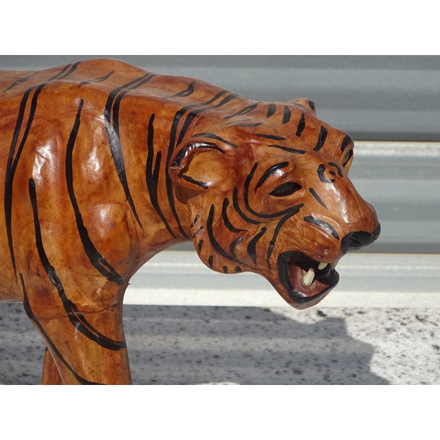 Vintage Leather Tiger, 1960s For Sale - Image 3 of 12
