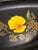 A wonderful vintage rectangular tray. The image of a california poppy in the center of the dish is formed from small...