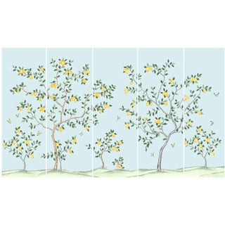 36" * H108"/Panel * 5ps, Lemon Tree Light Blue Wallpaper Mural For Sale
