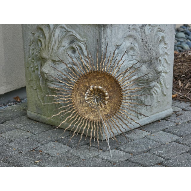 Mid 20th Century Spanish Midcentury Gilt Metal Sunburst Chandelier with Wavy Rays For Sale - Image 11 of 12