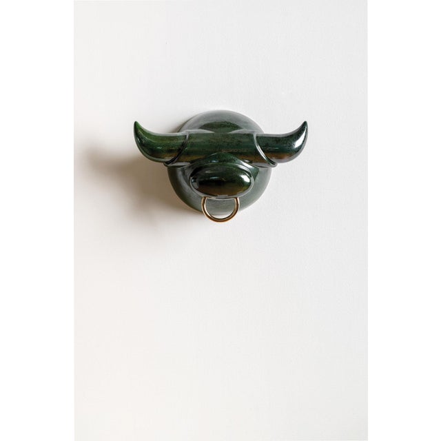 2020s Green Ox Ceramic Sculpture, Modern Design, New Creation Wall Art For Sale - Image 5 of 9