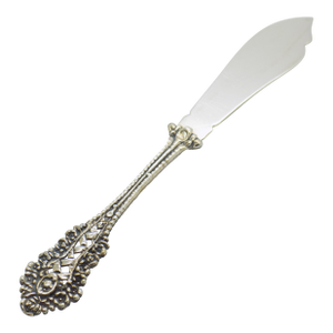 Vintage Italian Handmade Genuine Silver Daisy Flower Design Solid Butter Knife
