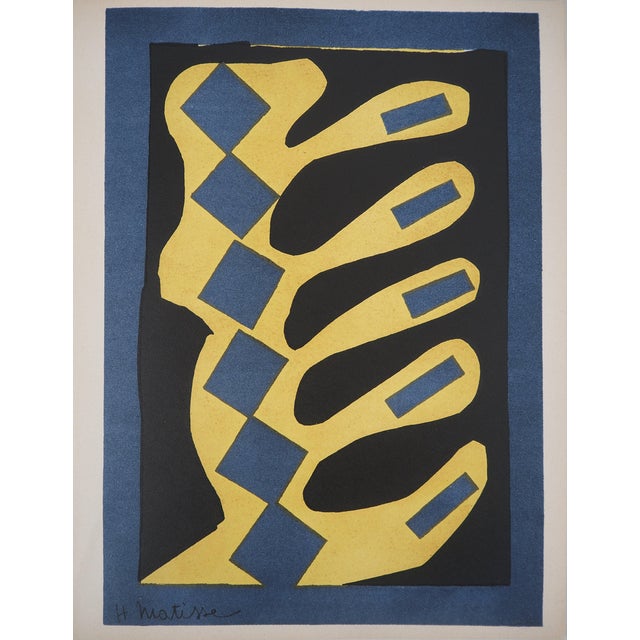 Henri Matisse, Découpage sur fond bleu, Lithograph For Sale